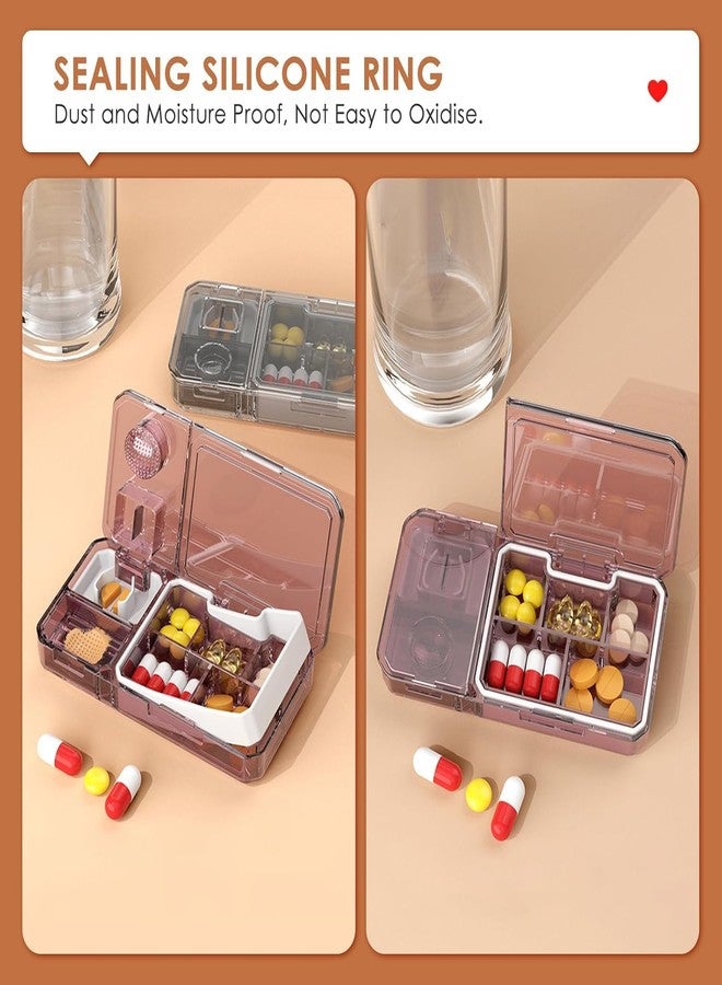 PRAMANTA Pill Medicine Organizer Storage Box with 7 Compartments Included 1 Cutting Area, 1 Grinding Area and 5 Medicine Storage Areas for Travel, Pocket, Purse, Daily Pill Case (1Pcs) - Image 4